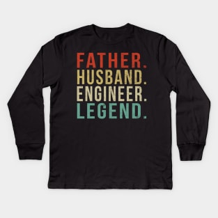 Engineer Dad Vintage/ Father. Husband. Engineer . Legend. Kids Long Sleeve T-Shirt